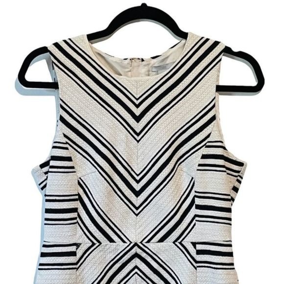 H&M White & Black Aztec Striped Tweed Shift Dress - Picture 6 of 10